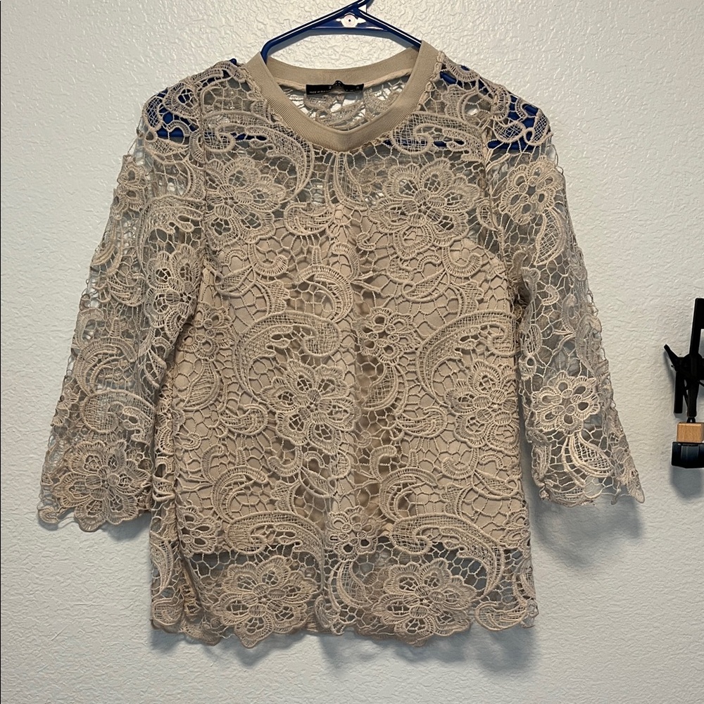 Zara Grey Lace Blouse